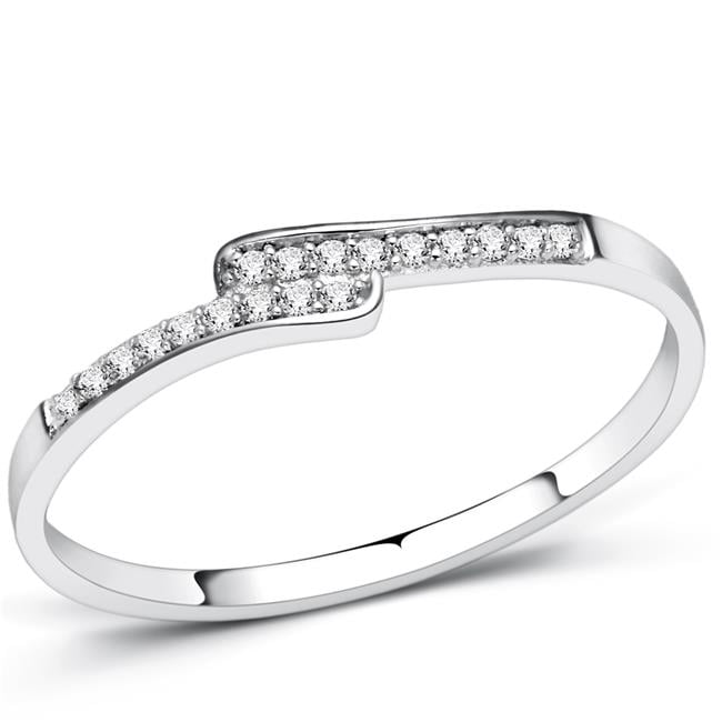 TS077-5 Women Rhodium 925 Sterling Silver Ring with AAA Grade CZ in Clear - Size 5