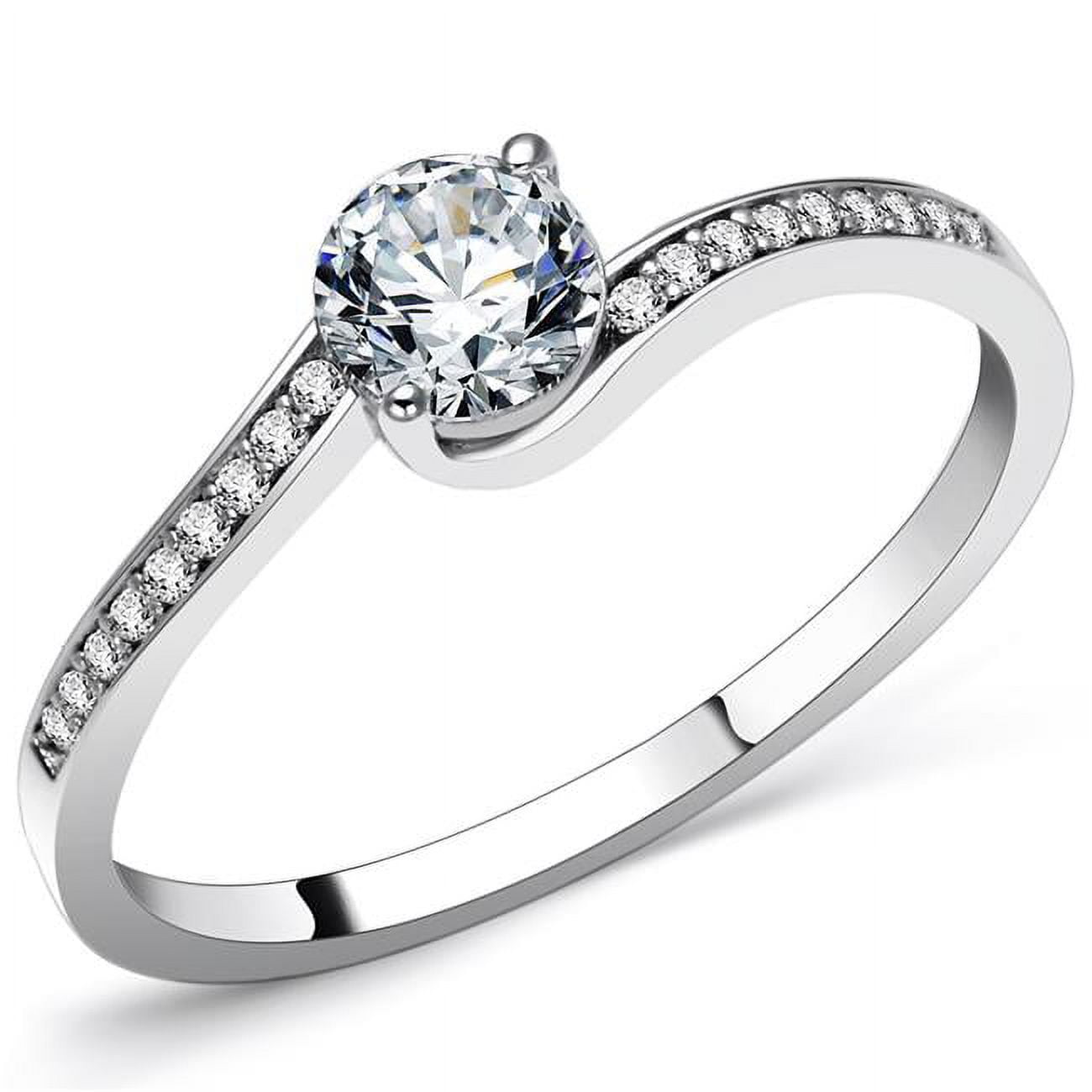 Women Rhodium 925 Sterling Silver Ring with AAA Grade CZ in Clear - Size 8