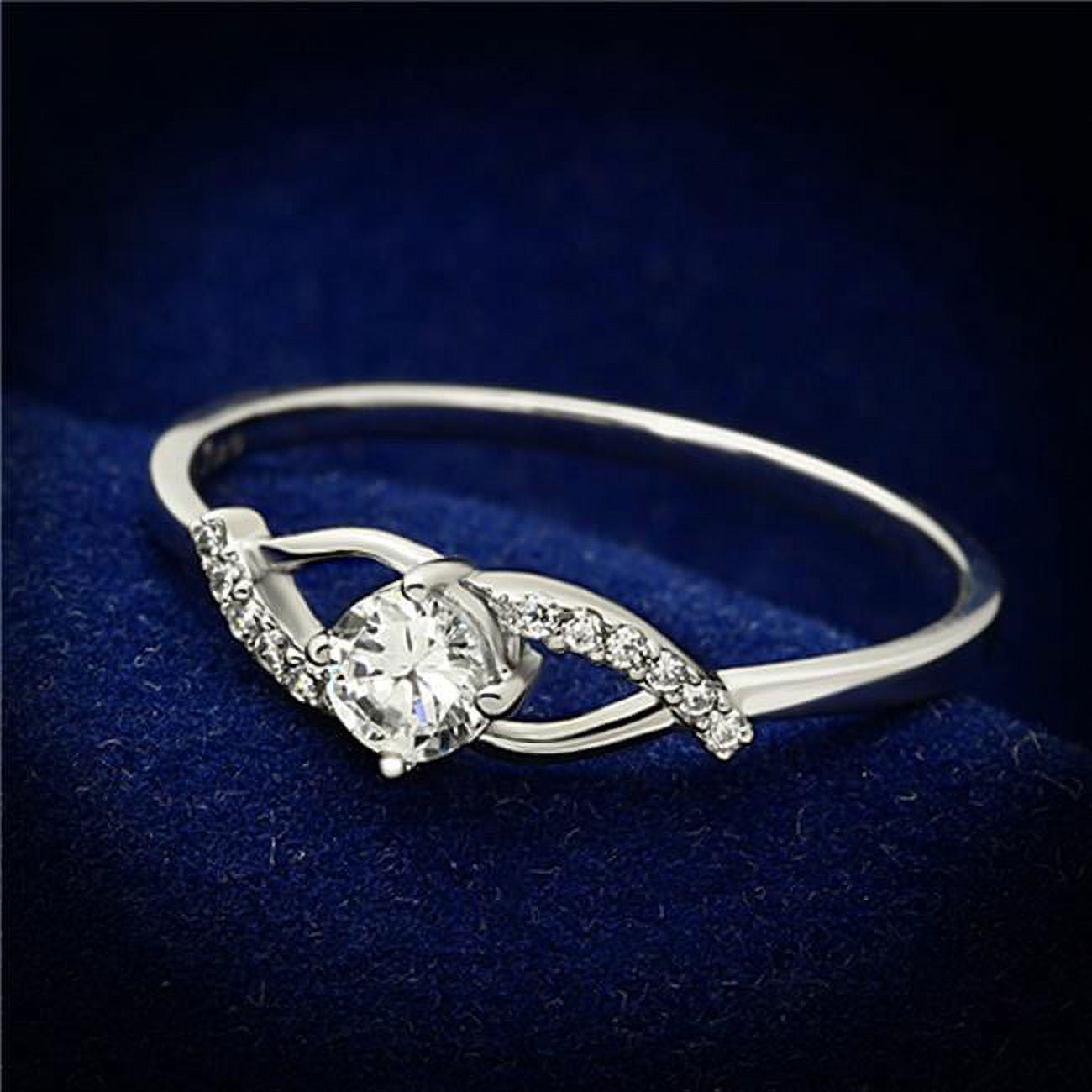 Women Rhodium 925 Sterling Silver Ring with AAA Grade CZ in Clear - Size 6
