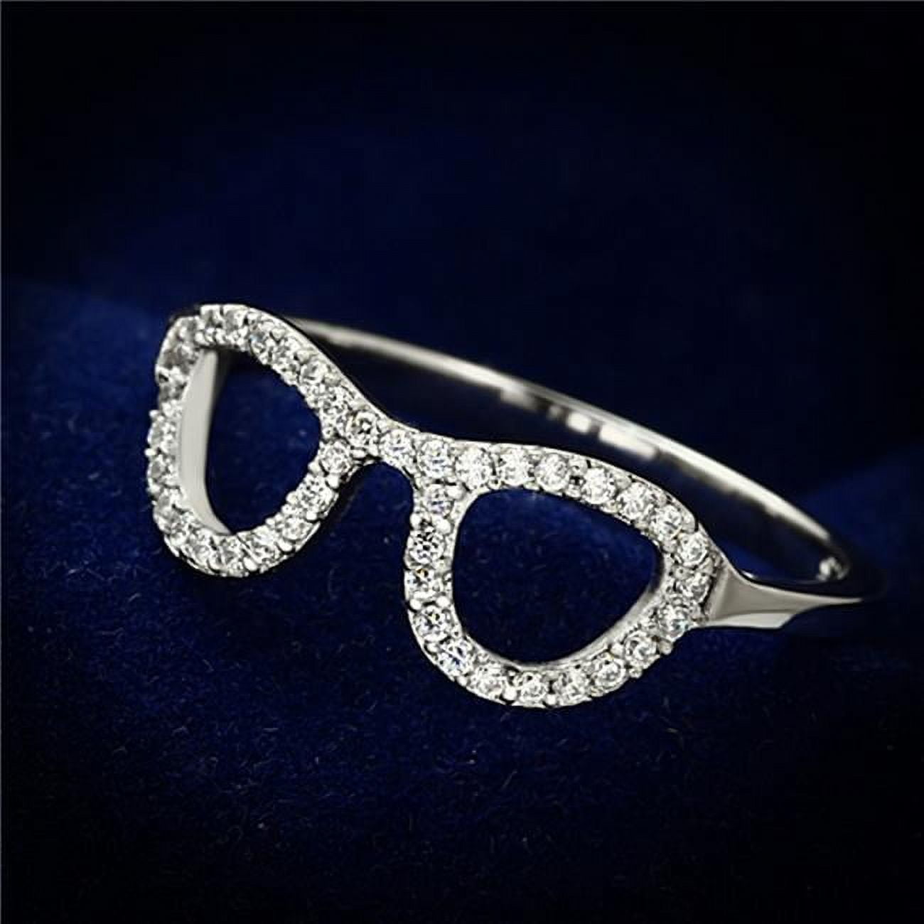 TS086-5 Women Rhodium 925 Sterling Silver Ring with AAA Grade CZ in Clear - Size 5