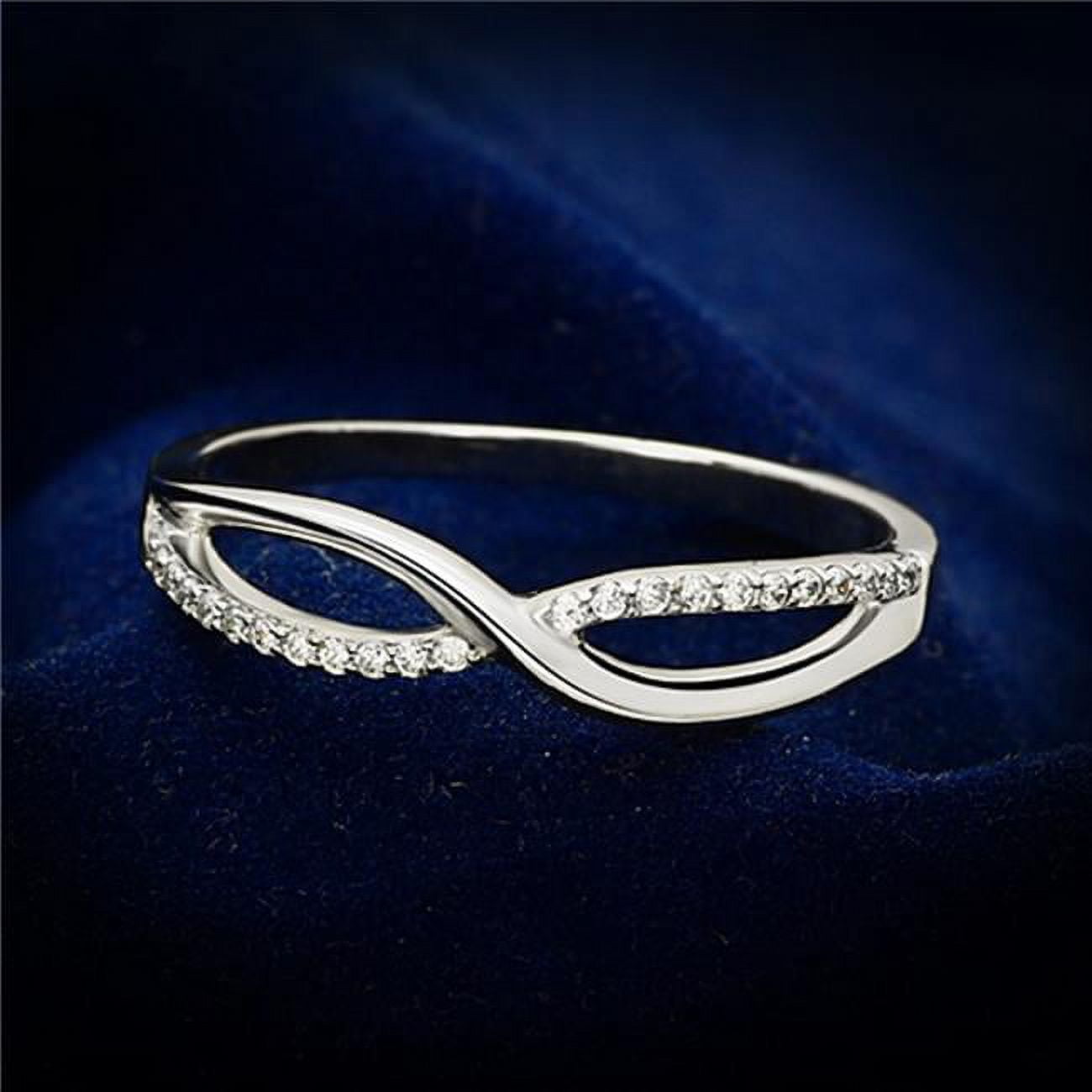 TS087-9 Women Rhodium 925 Sterling Silver Ring with AAA Grade CZ in Clear - Size 9