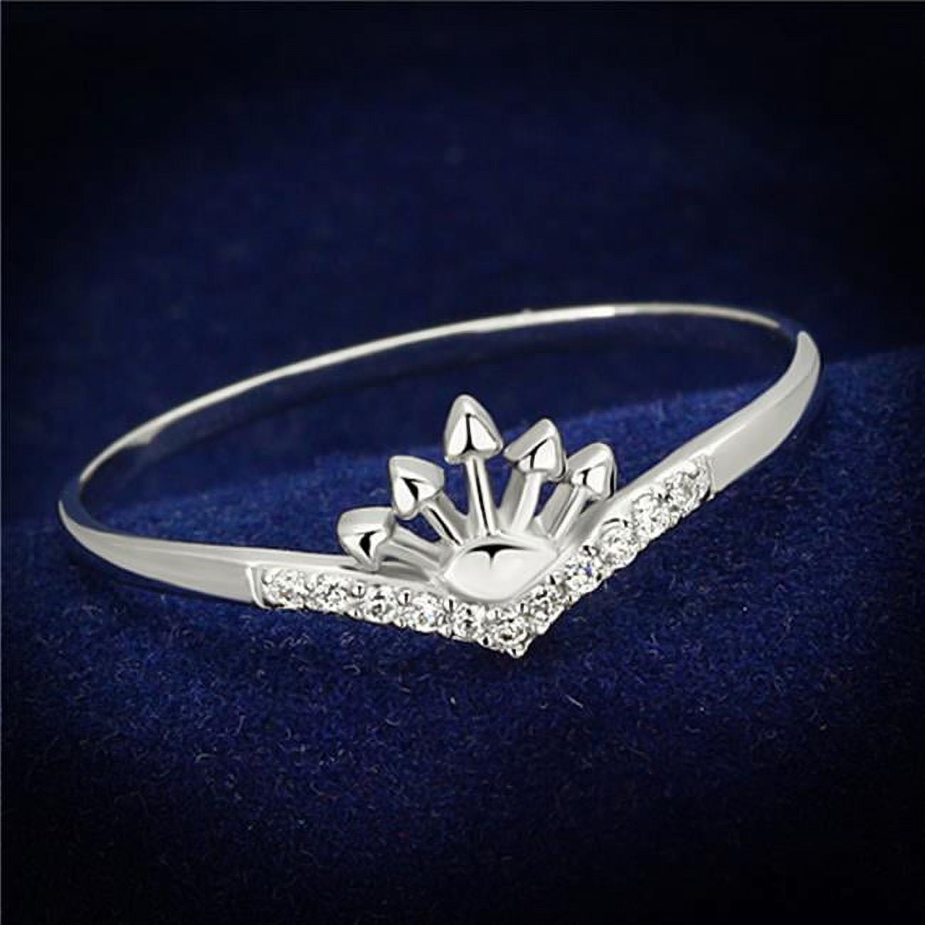 TS120-7 Women Rhodium 925 Sterling Silver Ring with AAA Grade CZ in Clear - Size 7