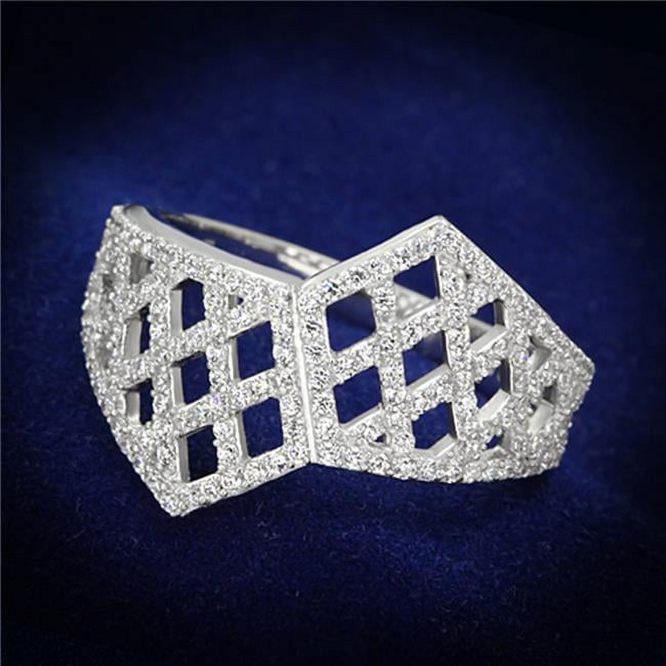 Women Rhodium 925 Sterling Silver Ring with AAA Grade CZ in Clear - Size 9