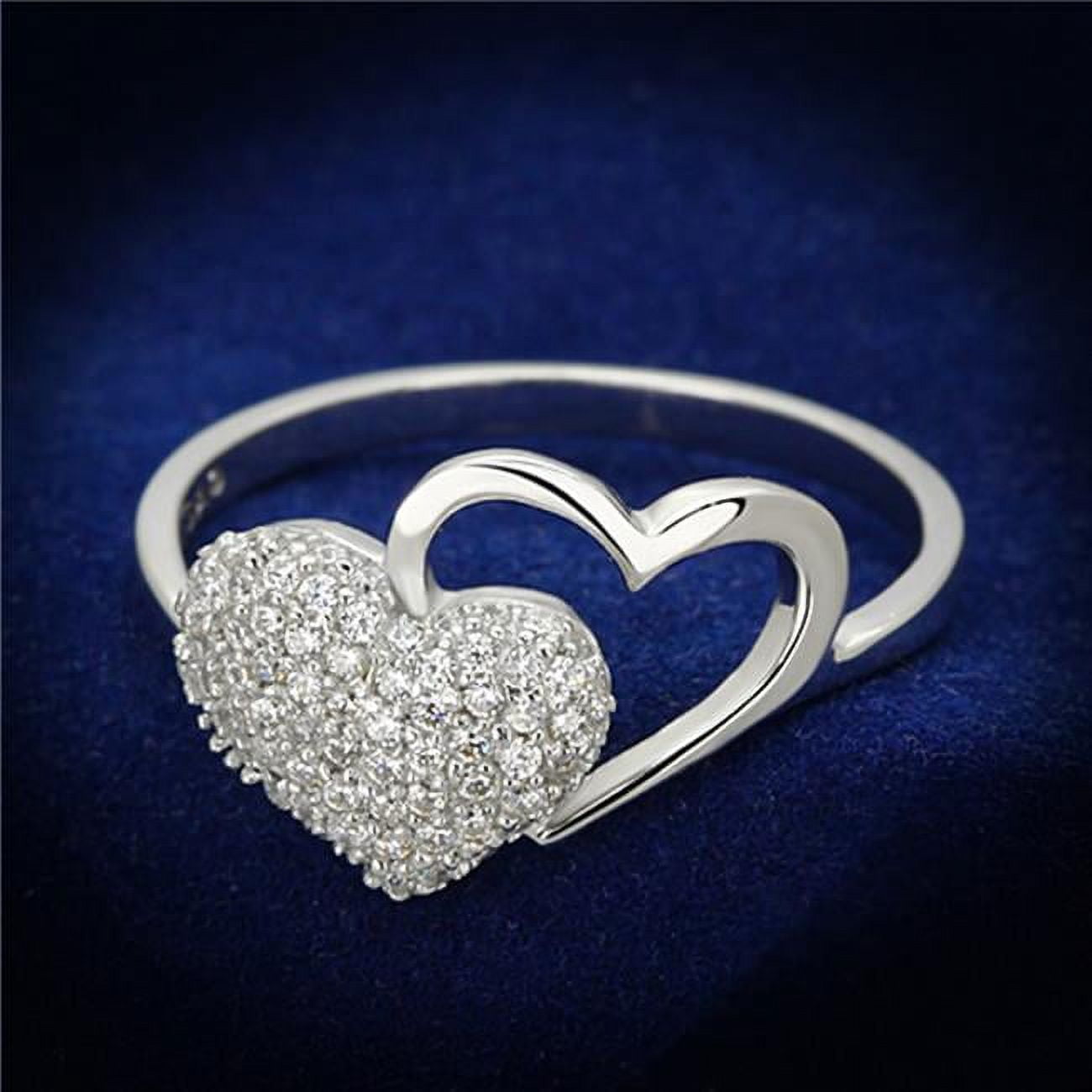 TS130-9 Women Rhodium 925 Sterling Silver Ring with AAA Grade CZ in Clear - Size 9