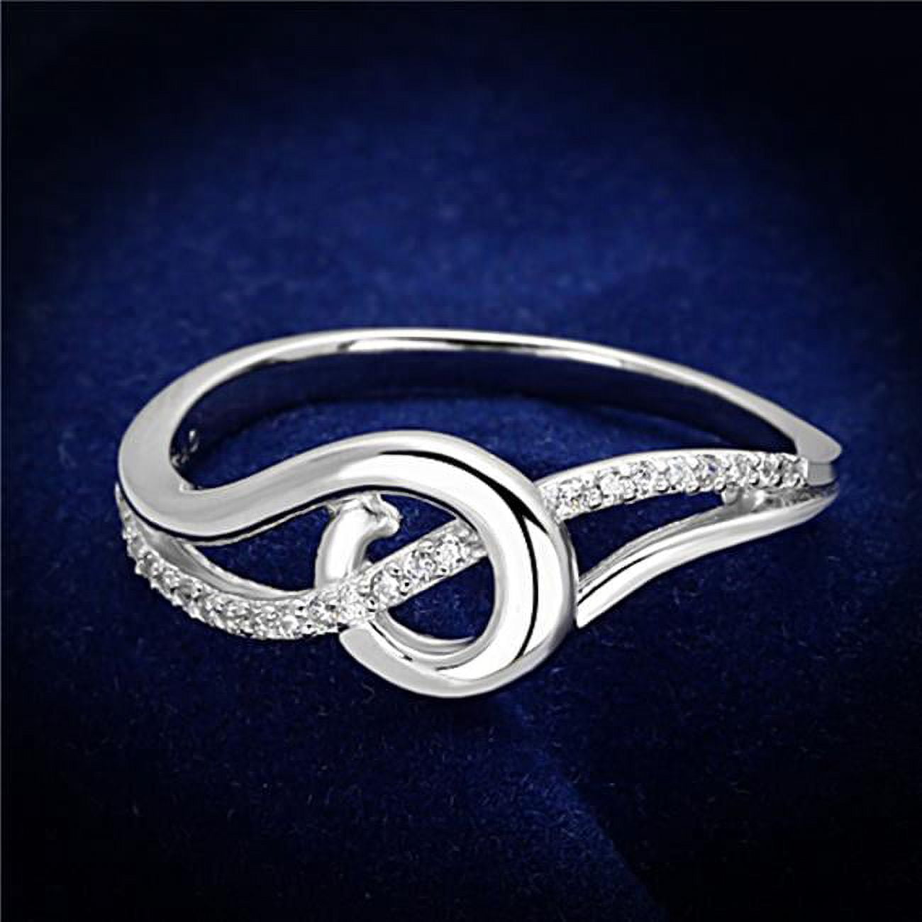 TS142-7 Women Rhodium 925 Sterling Silver Ring with AAA Grade CZ in Clear - Size 7