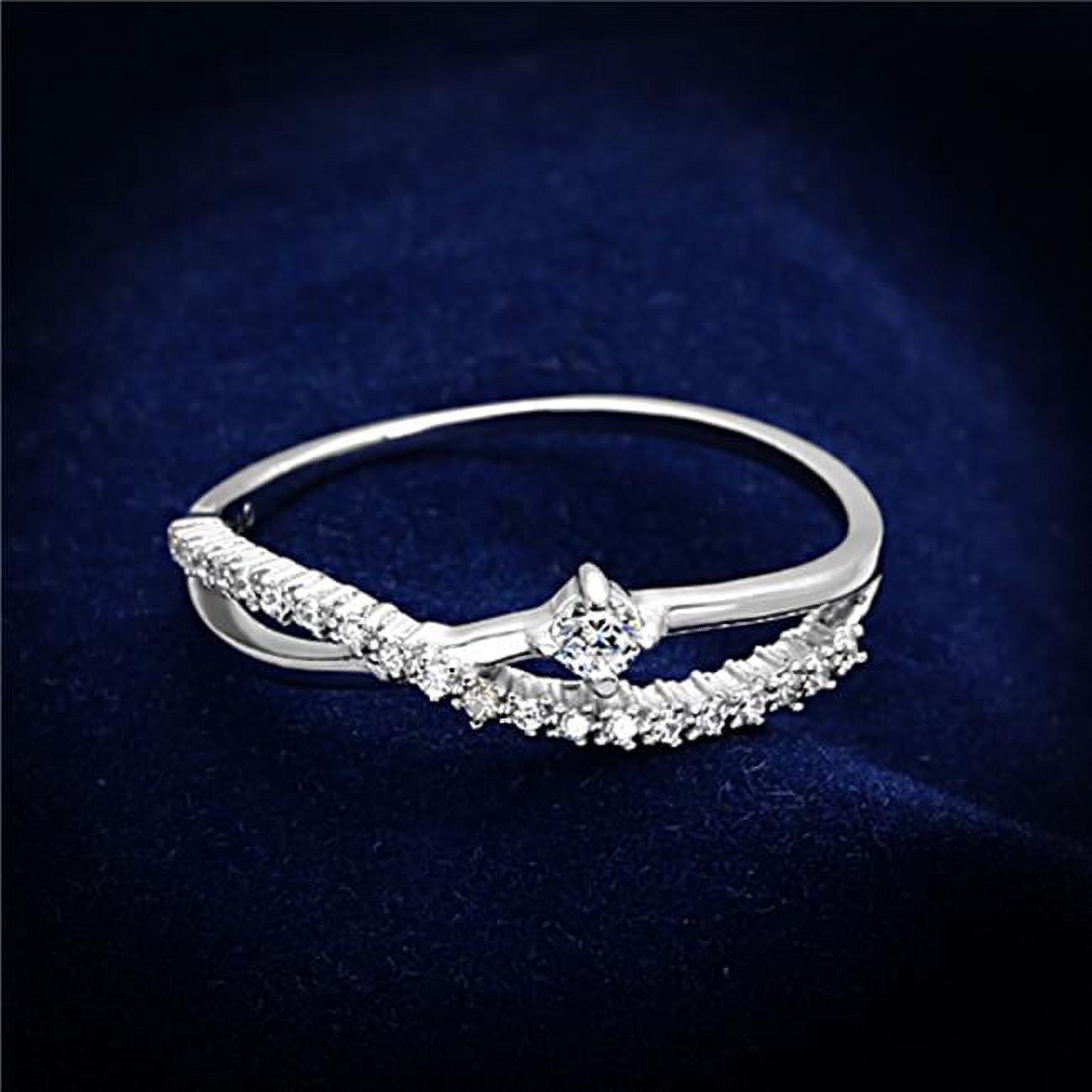 Women Rhodium 925 Sterling Silver Ring with AAA Grade CZ in Clear - Size 7