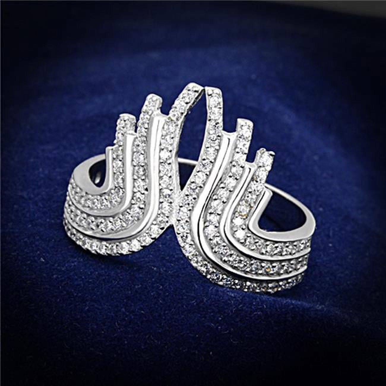 Women Rhodium 925 Sterling Silver Ring with AAA Grade CZ in Clear - Size 6