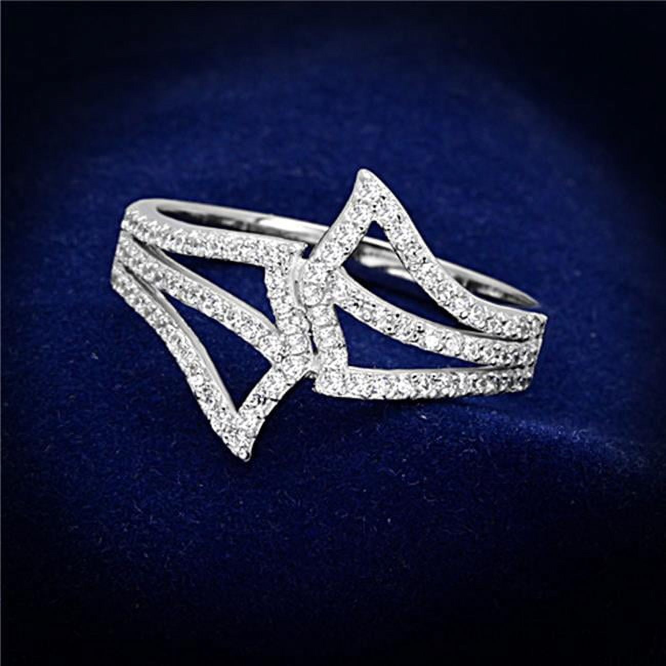 TS152-5 Women Rhodium 925 Sterling Silver Ring with AAA Grade CZ in Clear - Size 5