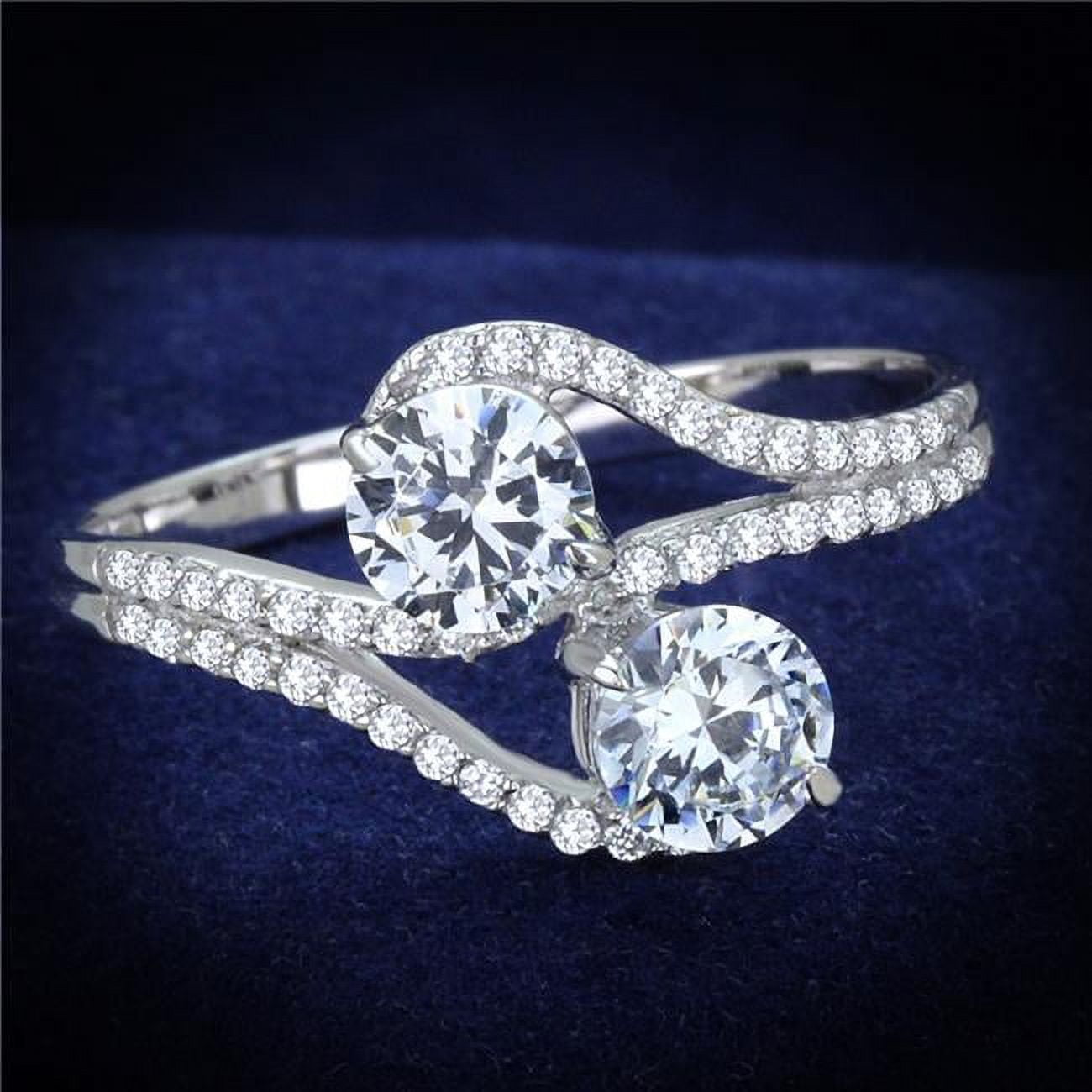 Women Rhodium 925 Sterling Silver Ring with AAA Grade CZ in Clear - Size 7