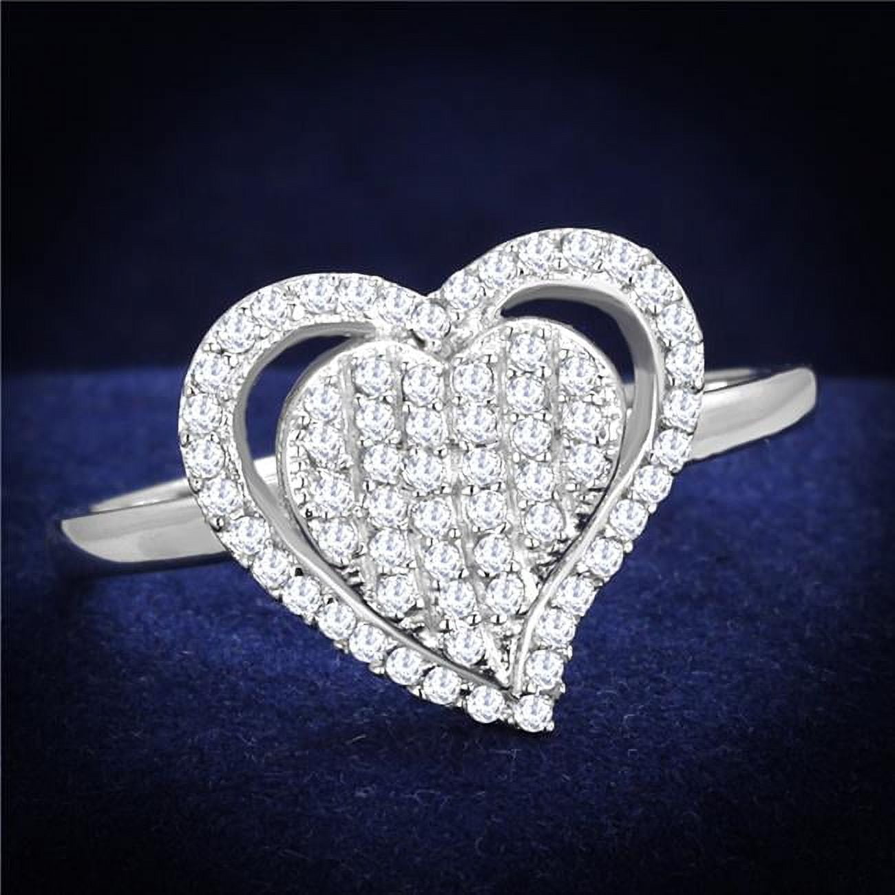 Women Rhodium 925 Sterling Silver Ring with AAA Grade CZ in Clear - Size 7