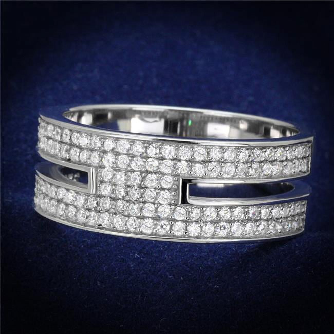 Women Rhodium 925 Sterling Silver Ring with AAA Grade CZ in Clear - Size 7