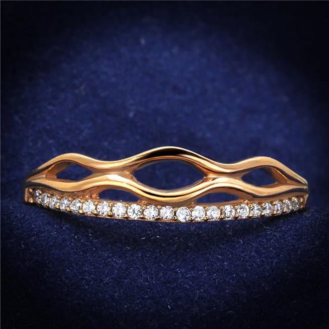 Women Rose Gold 925 Sterling Silver Ring with AAA Grade CZ in Clear - Size 7