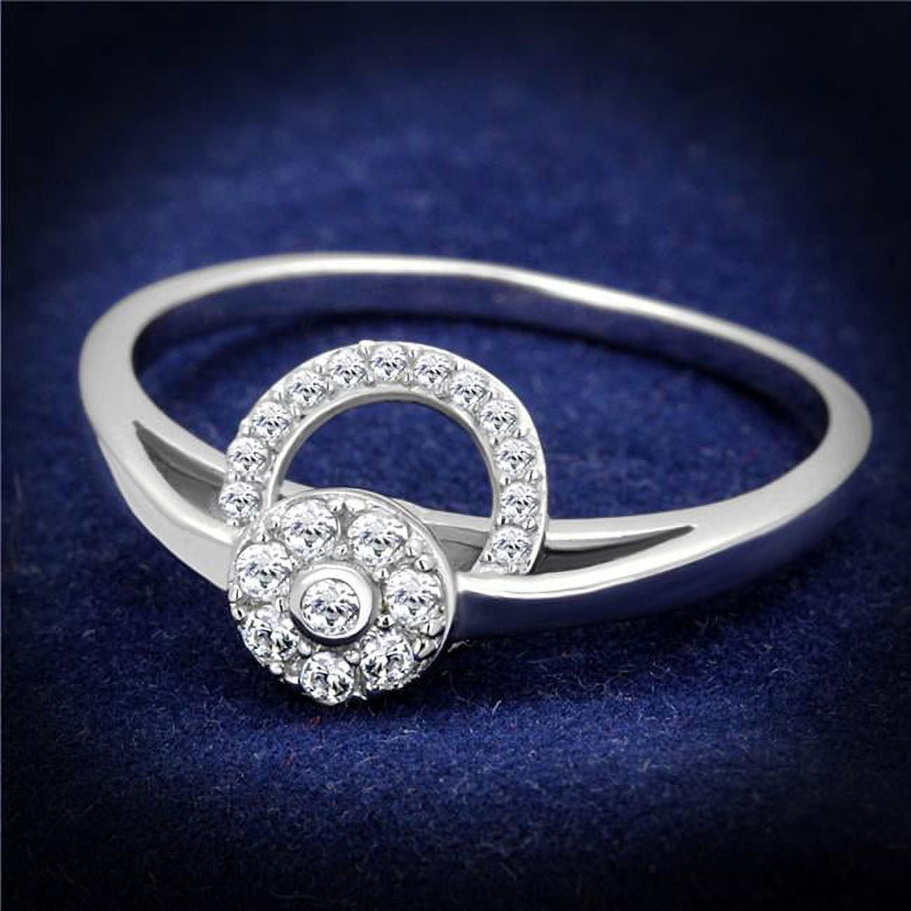 Women Rhodium 925 Sterling Silver Ring with AAA Grade CZ in Clear - Size 6