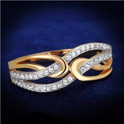 TS361-9 Women Rose Gold & Rhodium 925 Sterling Silver Ring with AAA Grade CZ in Clear - Size 9