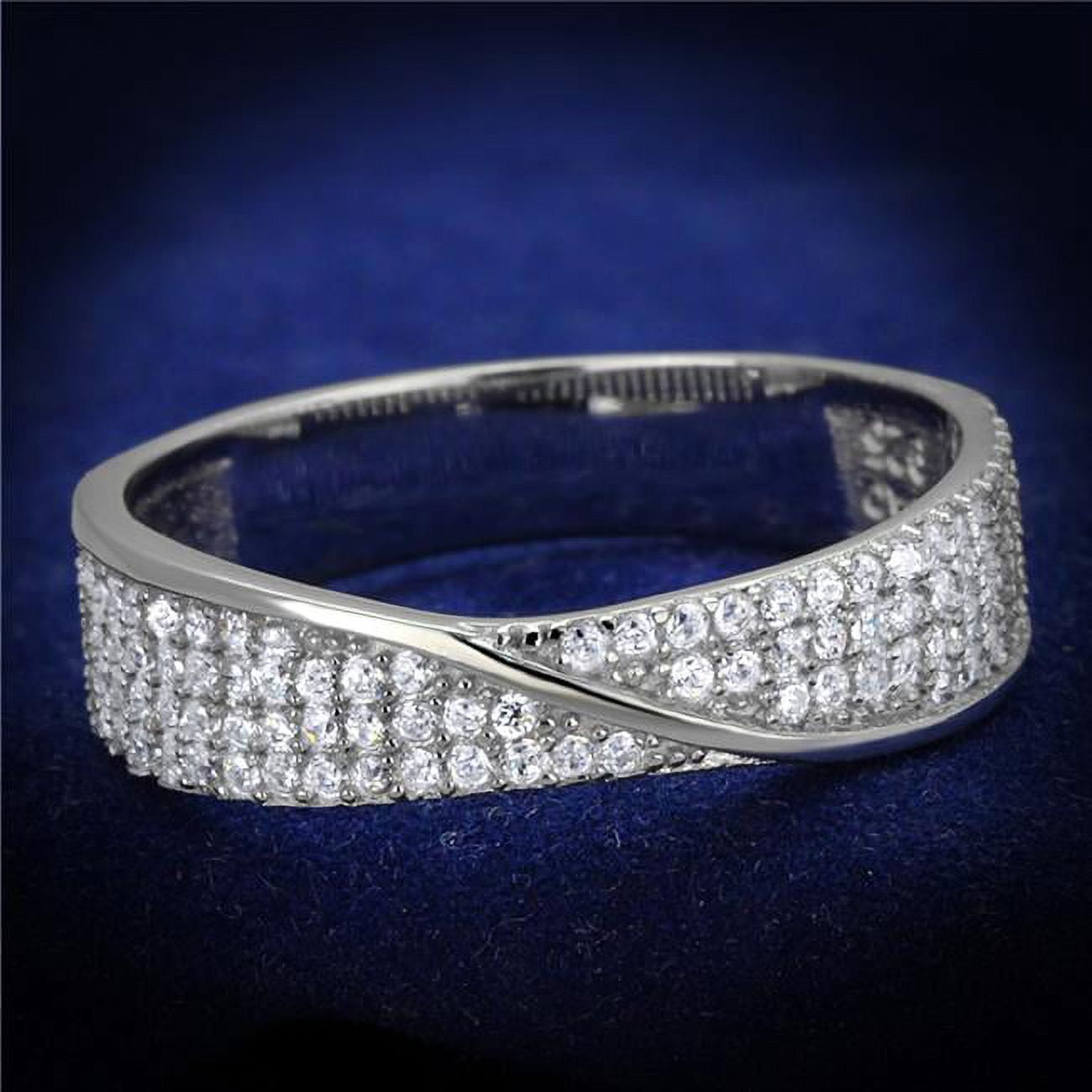 TS373-8 Women Rhodium 925 Sterling Silver Ring with AAA Grade CZ in Clear - Size 8