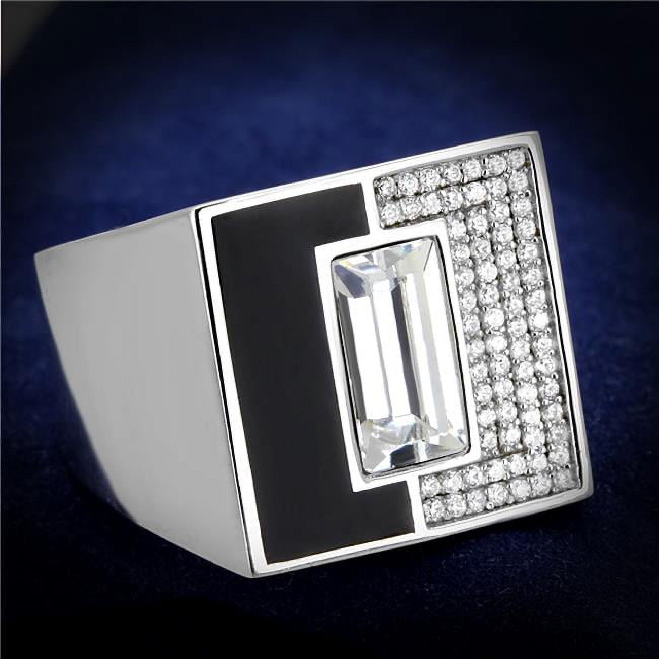 Men Rhodium 925 Sterling Silver Ring with Top Grade Crystal in Clear - Size 11