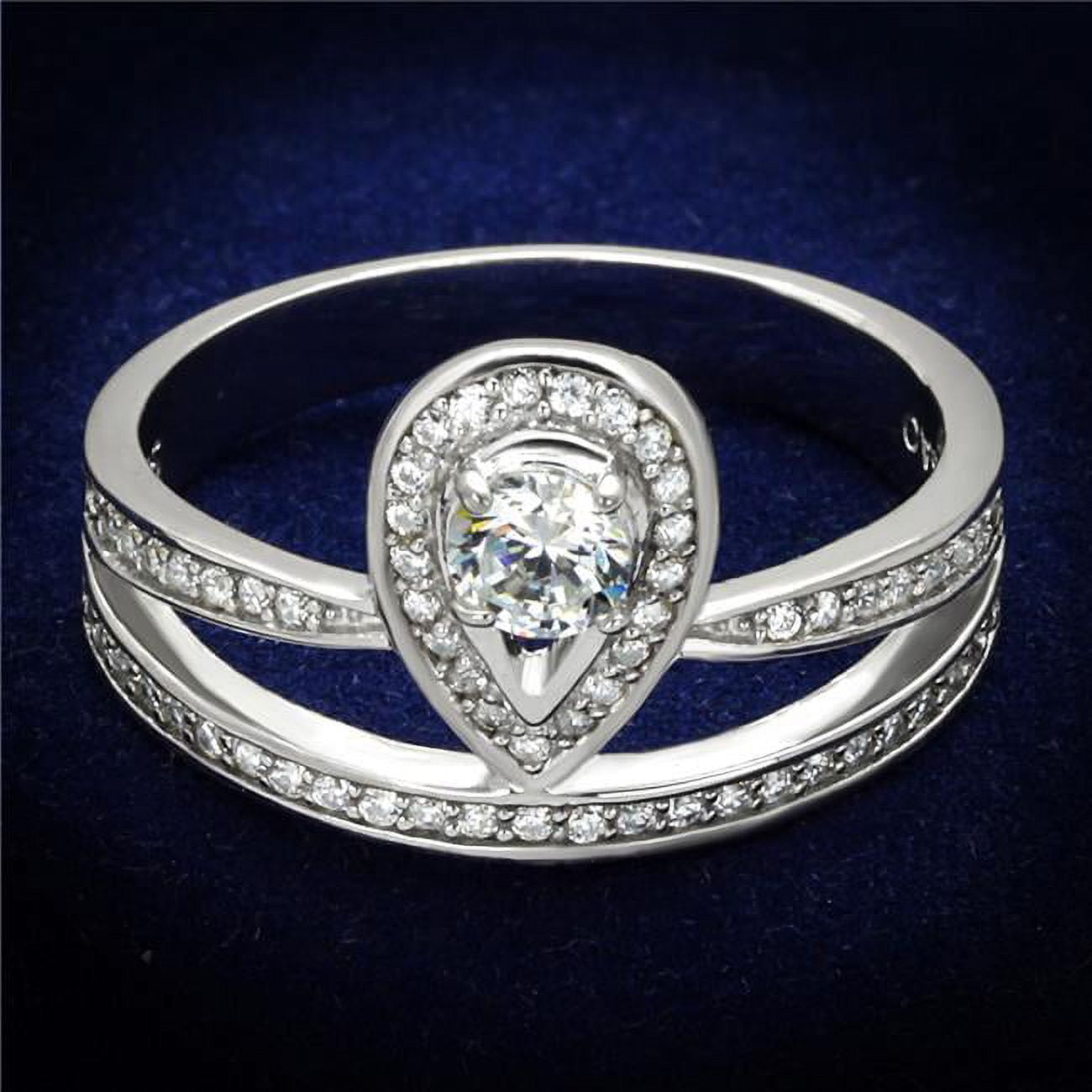 Women Rhodium 925 Sterling Silver Ring with AAA Grade CZ in Clear - Size 9