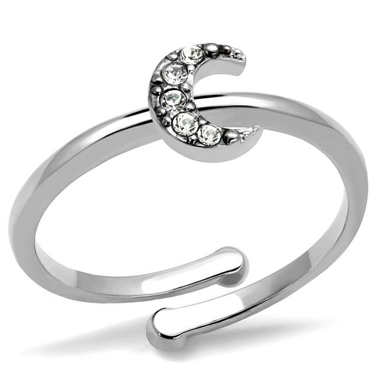 Women Rhodium Brass Ring with Top Grade Crystal in Clear - Size 8