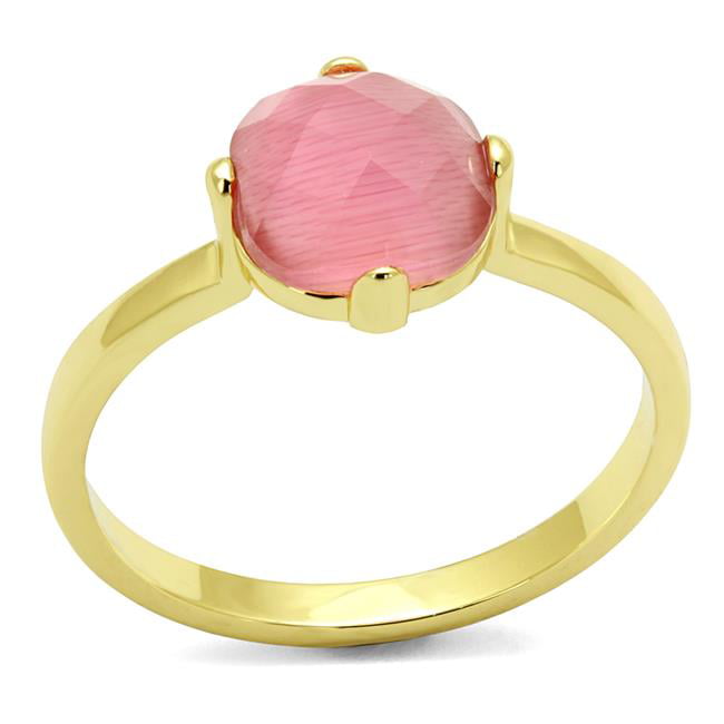 Women Flash Gold Brass Ring with Synthetic in Rose - Size 5