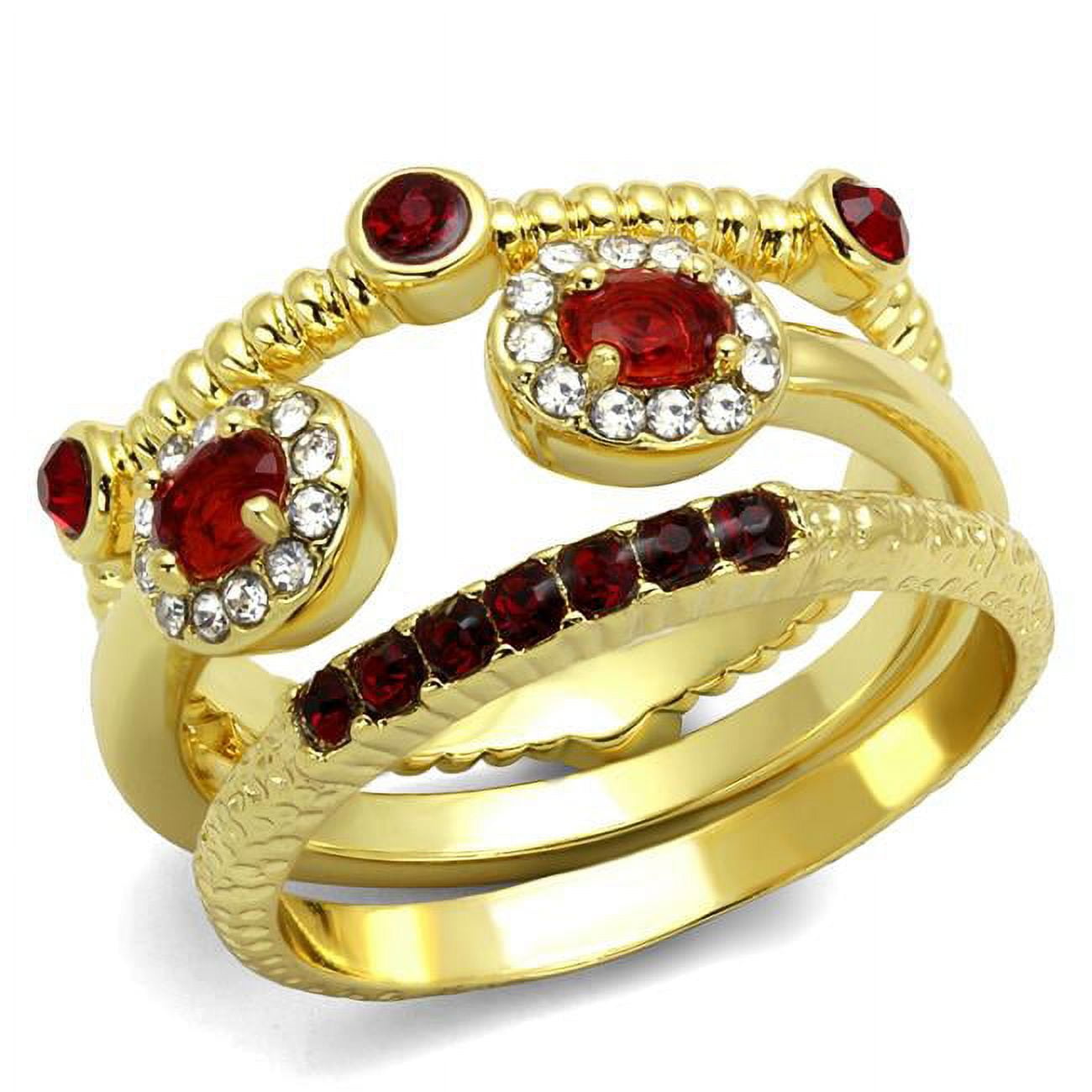 Women Gold Brass Ring with Top Grade Crystal in Siam - Size 7