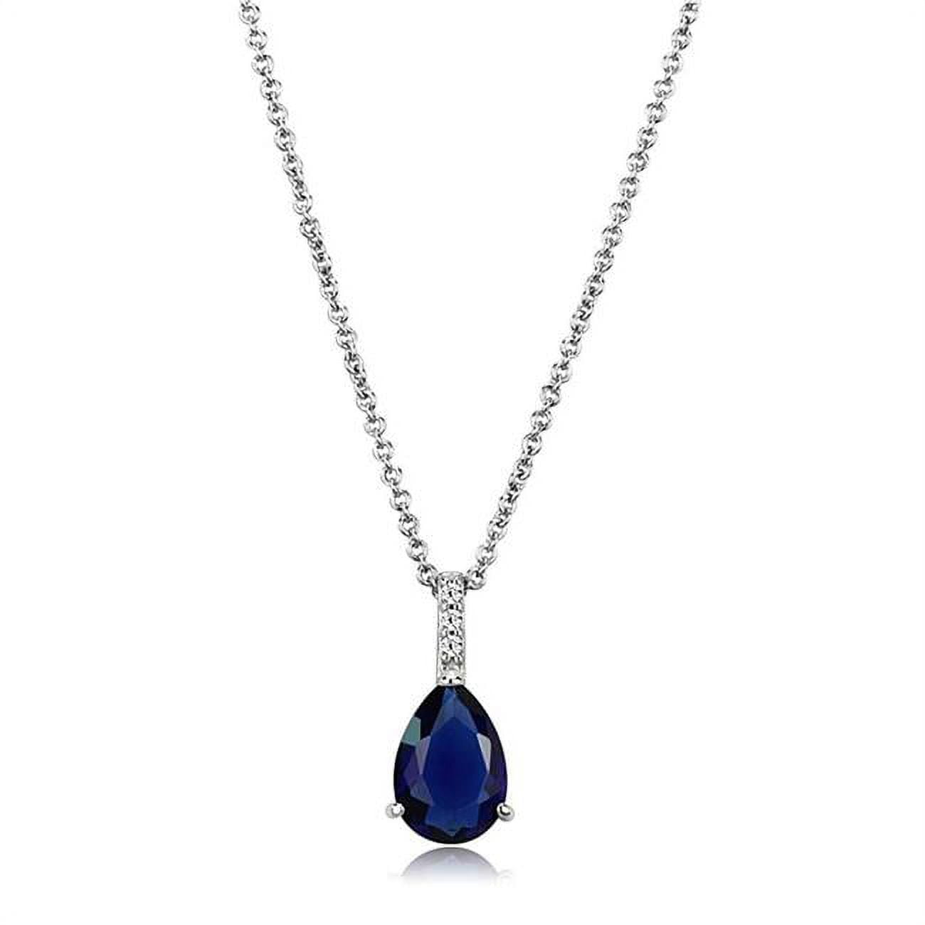 Women Rhodium 925 Sterling Silver Chain Pendant with AAA Grade CZ in Clear - 16 in -  Precious Stone, PR1491782