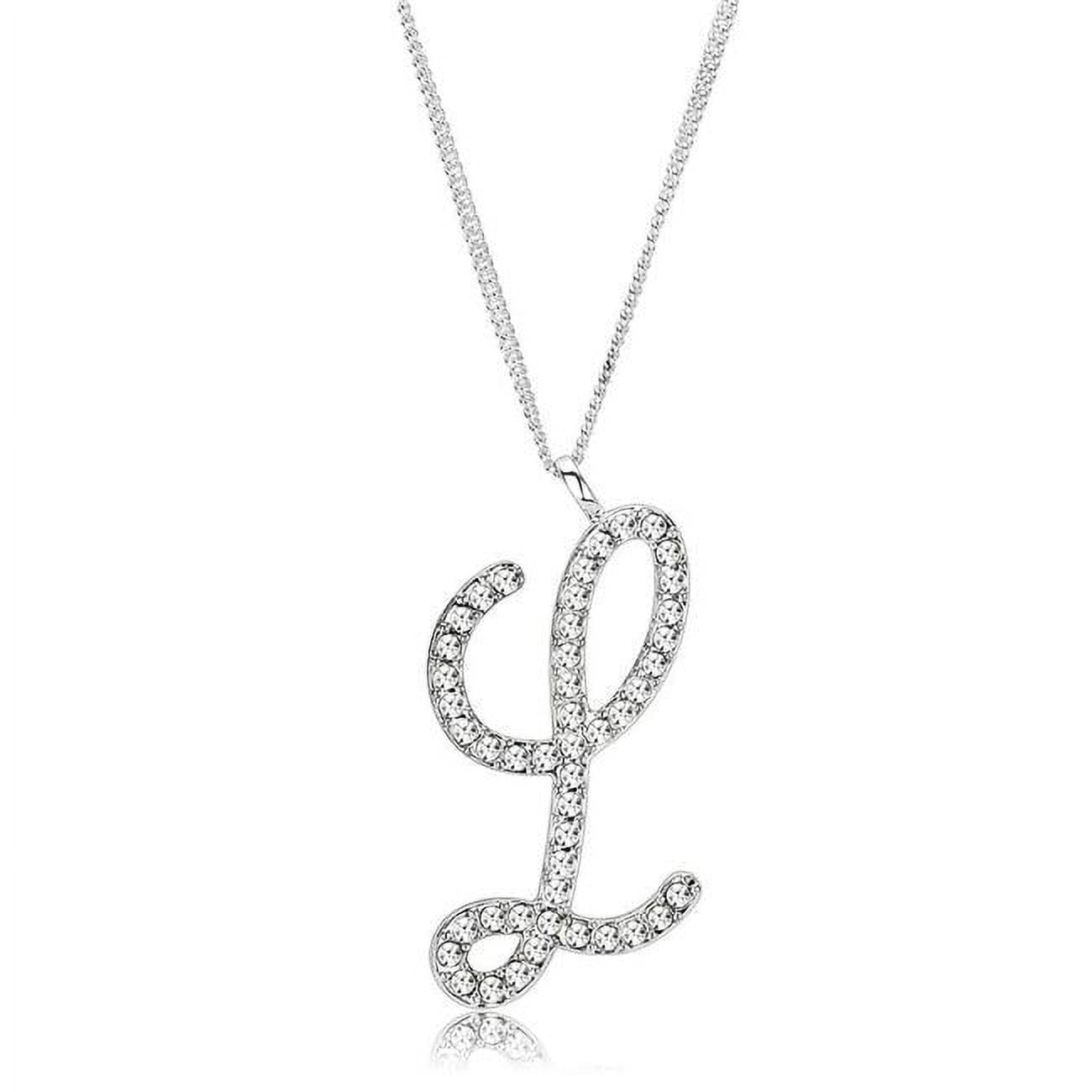 Women Silver Brass Chain Pendant with Top Grade Crystal in Clear