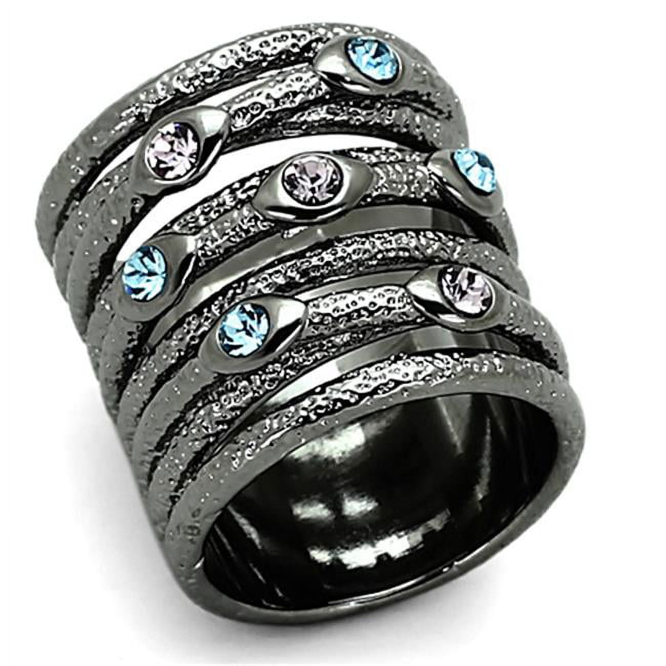 Women Ruthenium Brass Ring with Top Grade Crystal in Multi Color - Size 7