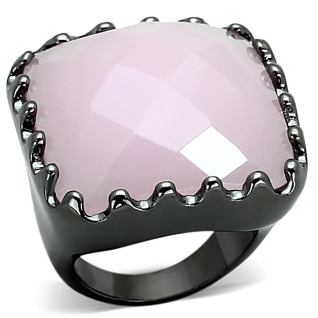 Women Ruthenium Brass Ring with Synthetic in Light Rose - Size 5