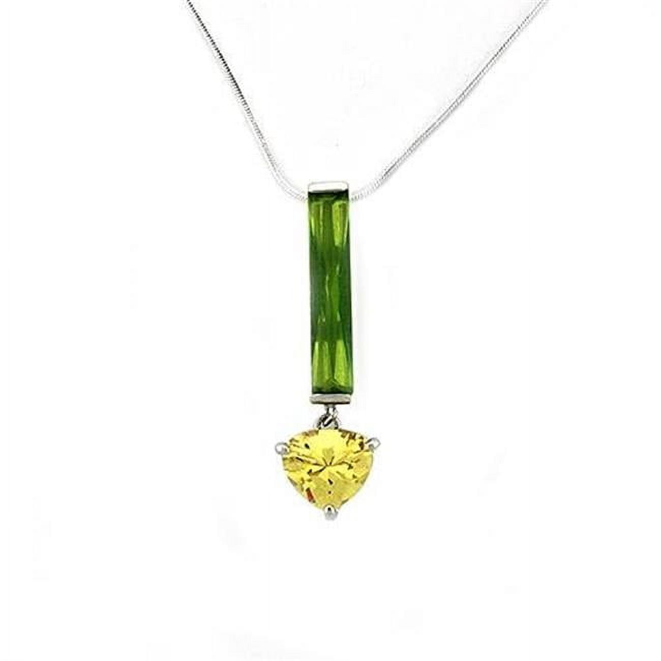 Picture of Alamode LOAS1324-16 Women Rhodium 925 Sterling Silver Chain Pendant with AAA Grade CZ in Multi Color - 16 in.