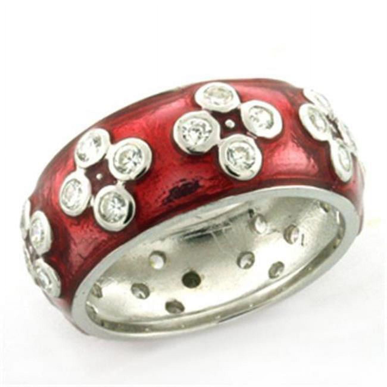Picture of Alamode LOAS728-6 Women Rhodium 925 Sterling Silver Ring with Epoxy in Rose - Size 6