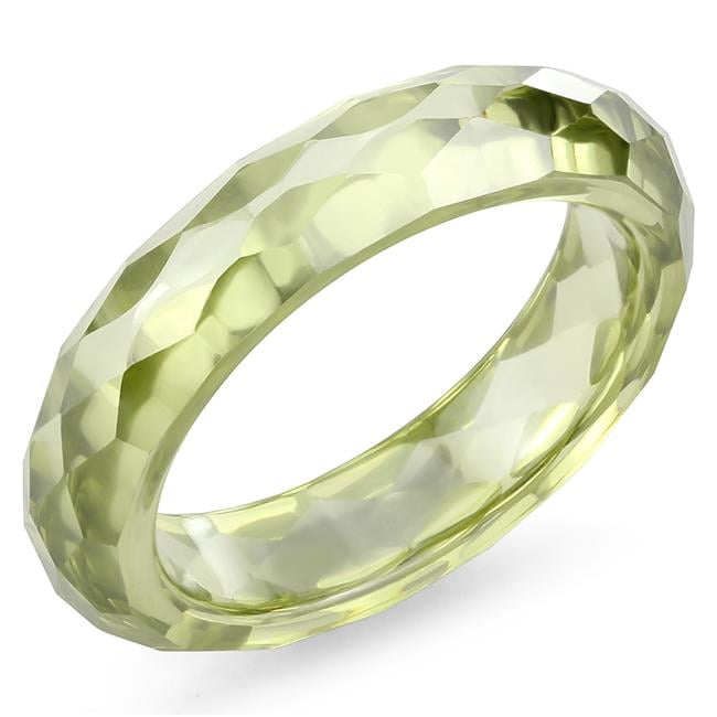 Women Stone Ring with AAA Grade CZ in Olivine - Size 7