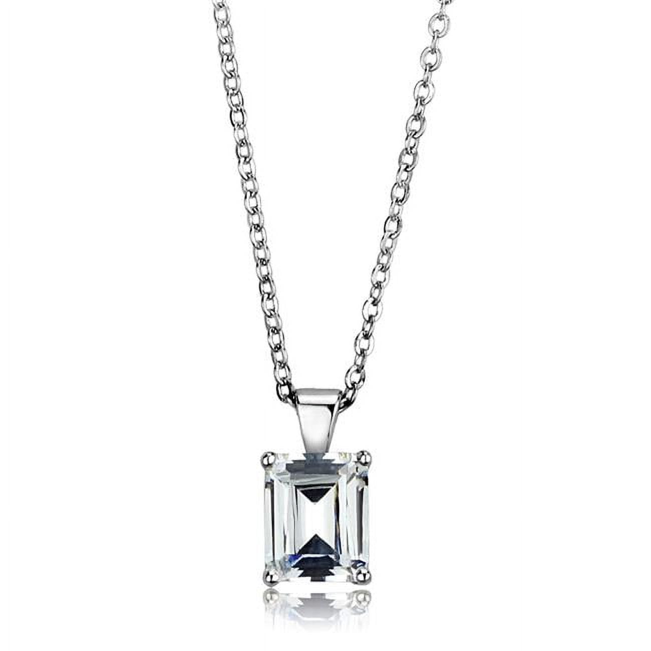 Picture of Alamode LOS896-18 Women Rhodium 925 Sterling Silver Chain Pendant with AAA Grade CZ in Clear - 18 in.