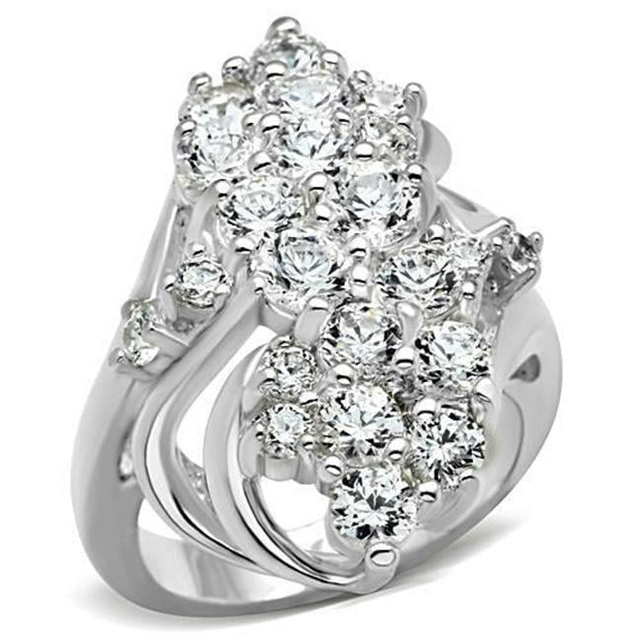 Women Silver 925 Sterling Silver Ring with AAA Grade CZ in Clear - Size 10
