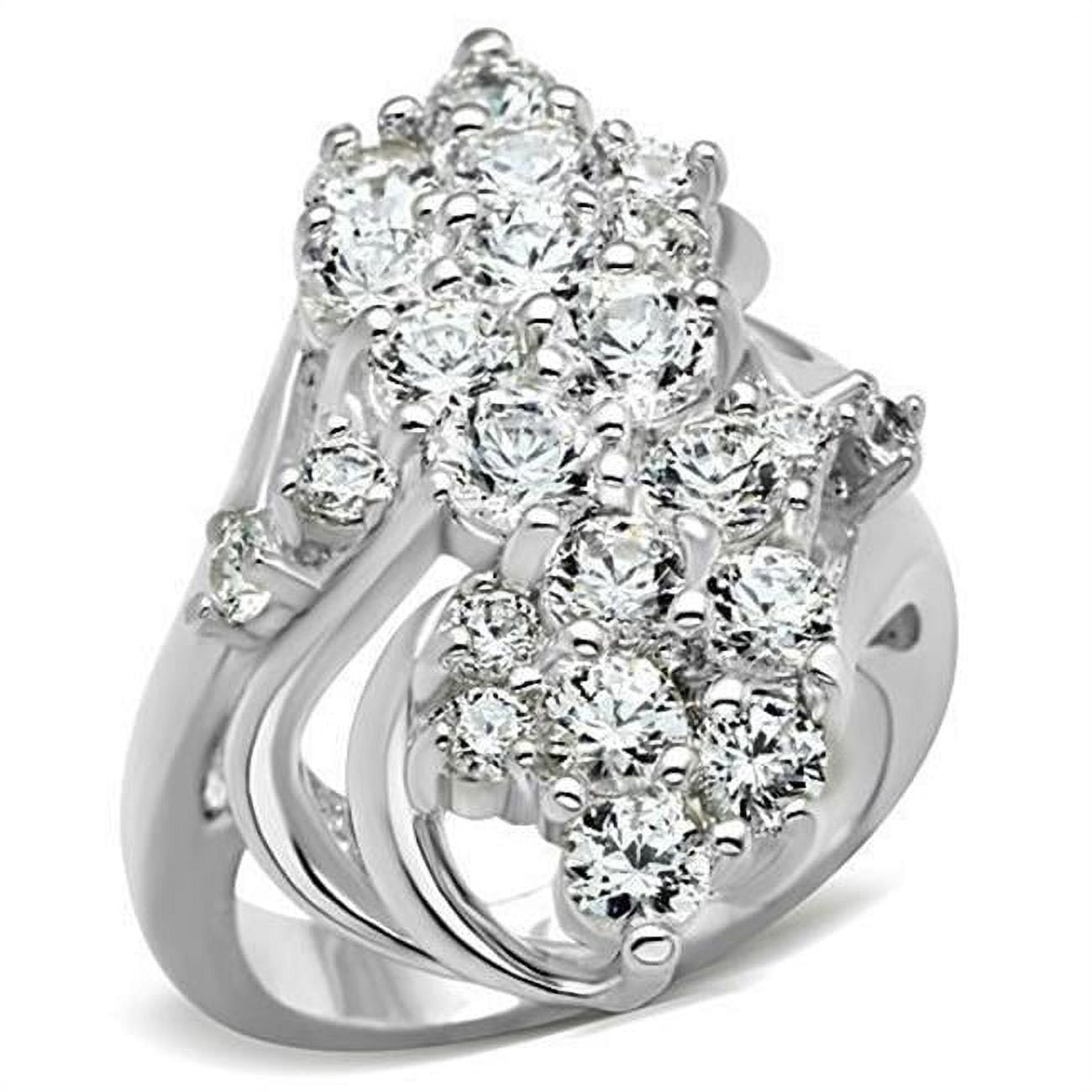 Women Silver 925 Sterling Silver Ring with AAA Grade CZ in Clear - Size 9