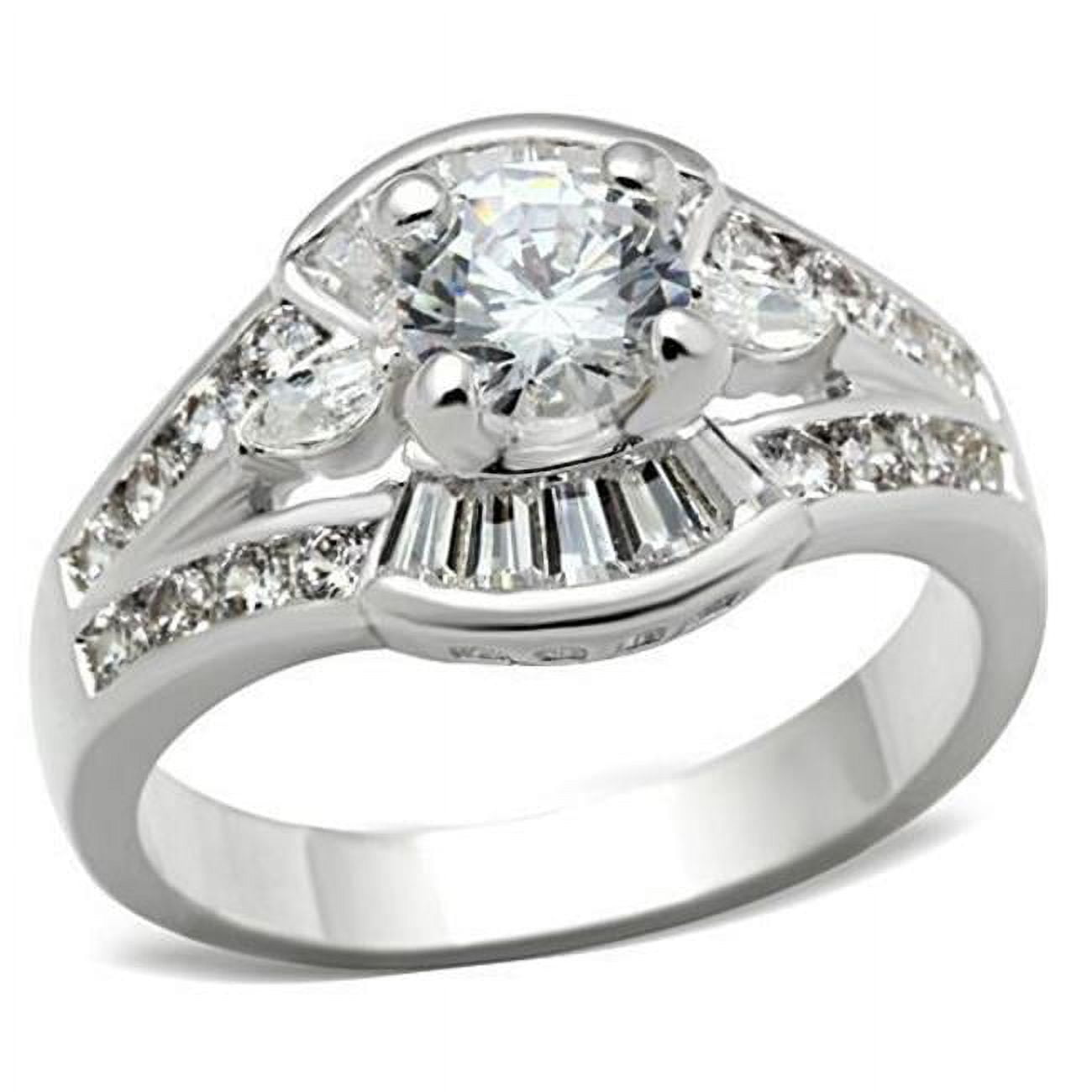 Women Silver 925 Sterling Silver Ring with AAA Grade CZ in Clear - Size 9
