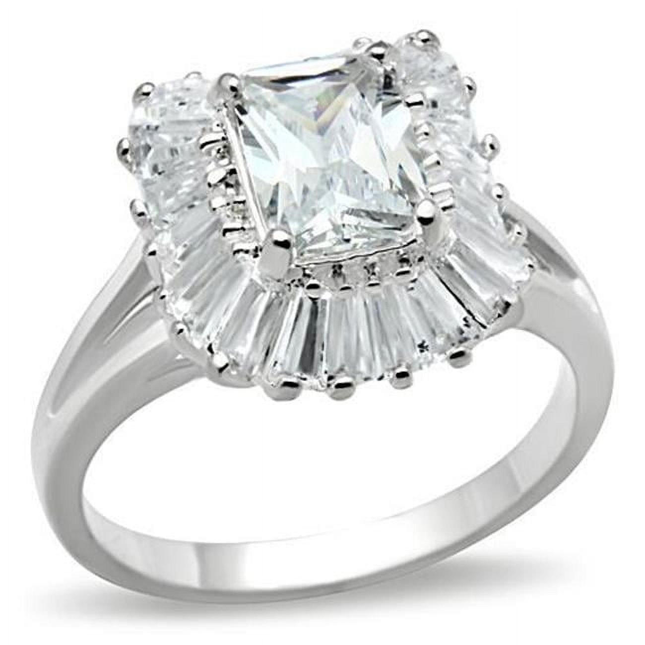 Women Silver 925 Sterling Silver Ring with AAA Grade CZ in Clear - Size 7