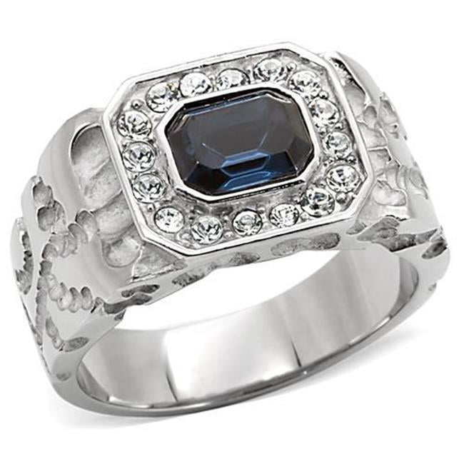 TK02210-12 Men High Polished Stainless Steel Ring with Top Grade Crystal in Montana - Size 12