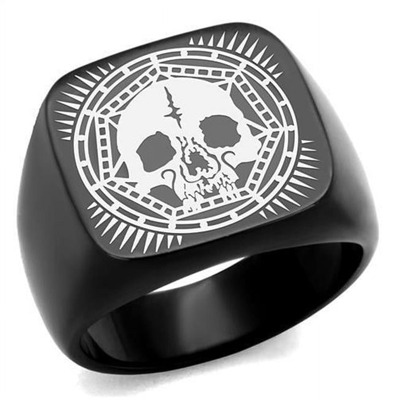 Men IP Black Stainless Steel Ring with No Stone in No Stone - Size 10
