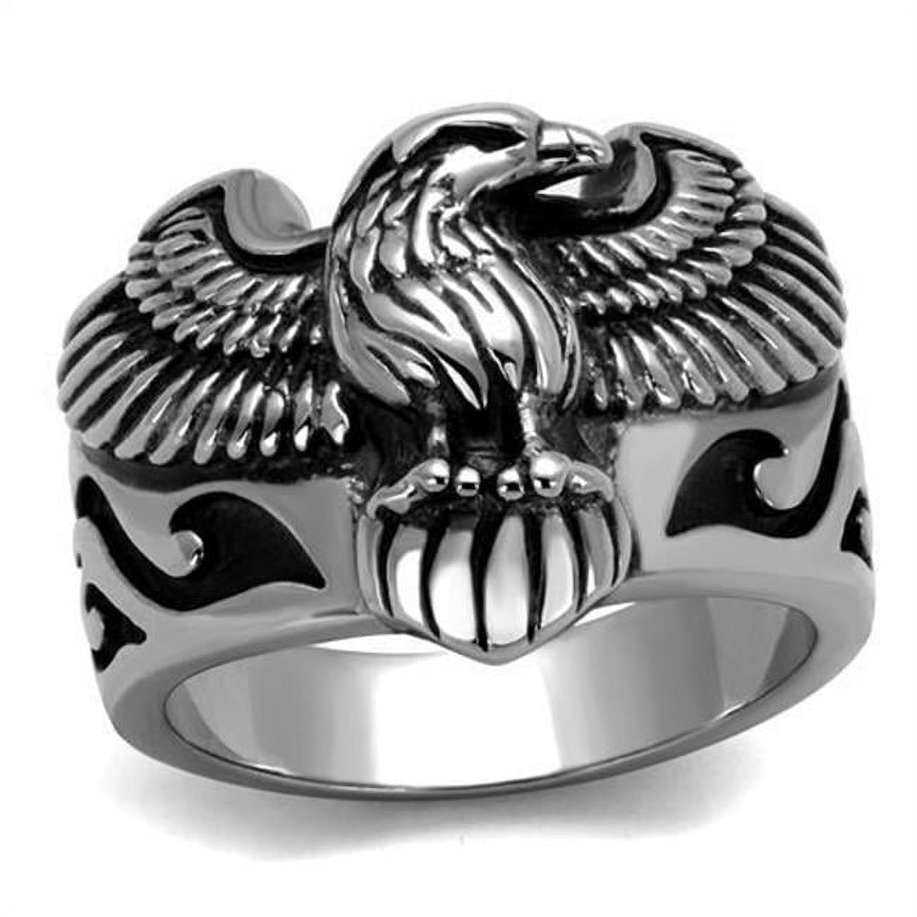 Men High Polished Stainless Steel Ring with Epoxy in Jet - Size 9