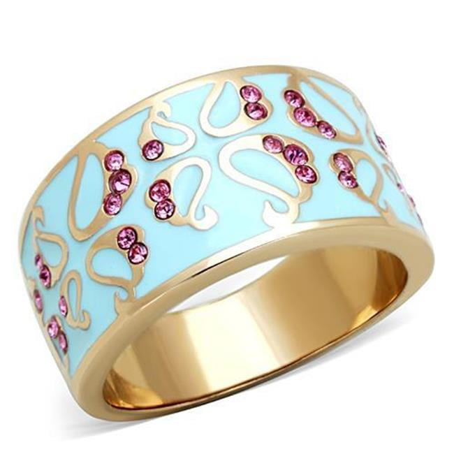 TK1689-10 Women IP Rose Gold Stainless Steel Ring with Top Grade Crystal in Rose - Size 10