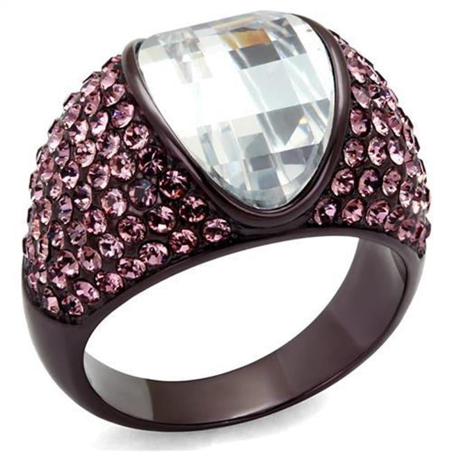 TK1692DC-6 Women IP Dark Brown Stainless Steel Ring with AAA Grade CZ in Clear - Size 6