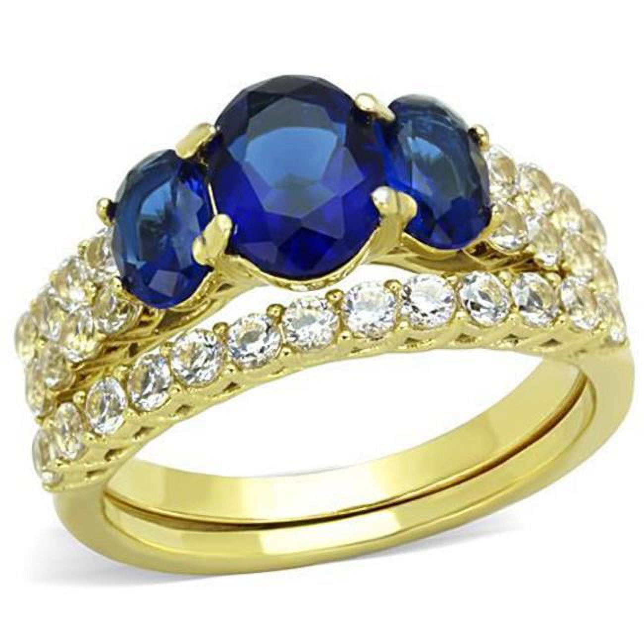 Women IP Gold Stainless Steel Ring with Synthetic in Montana - Size 9