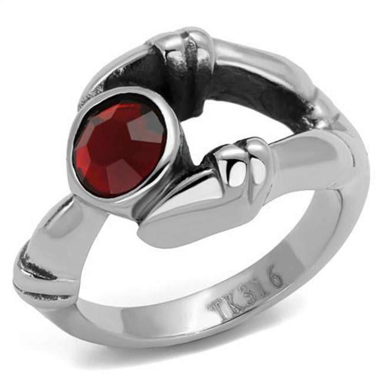 TK1970-8 Men High Polished Stainless Steel Ring with Top Grade Crystal in Siam - Size 8
