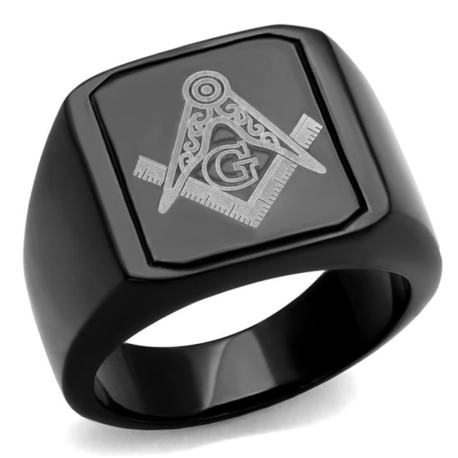 Men IP Black Stainless Steel Ring with No Stone in No Stone - Size 8