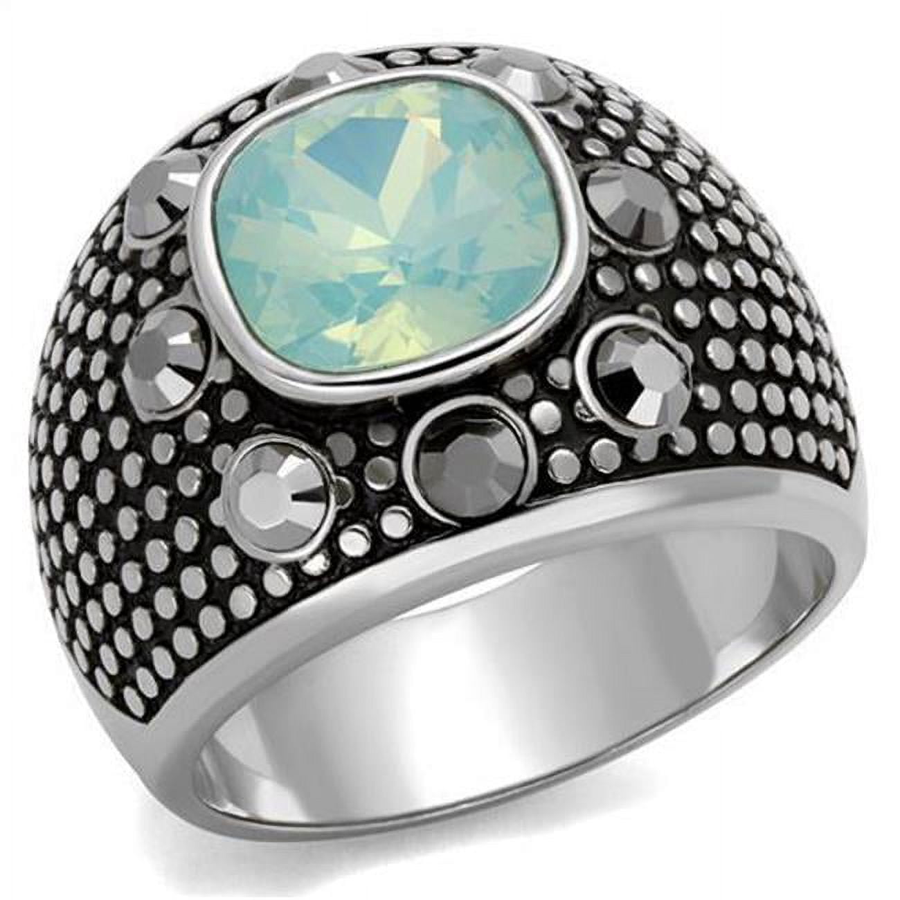 Men High Polished Stainless Steel Ring with Top Grade Crystal in Fireopal - Size 13