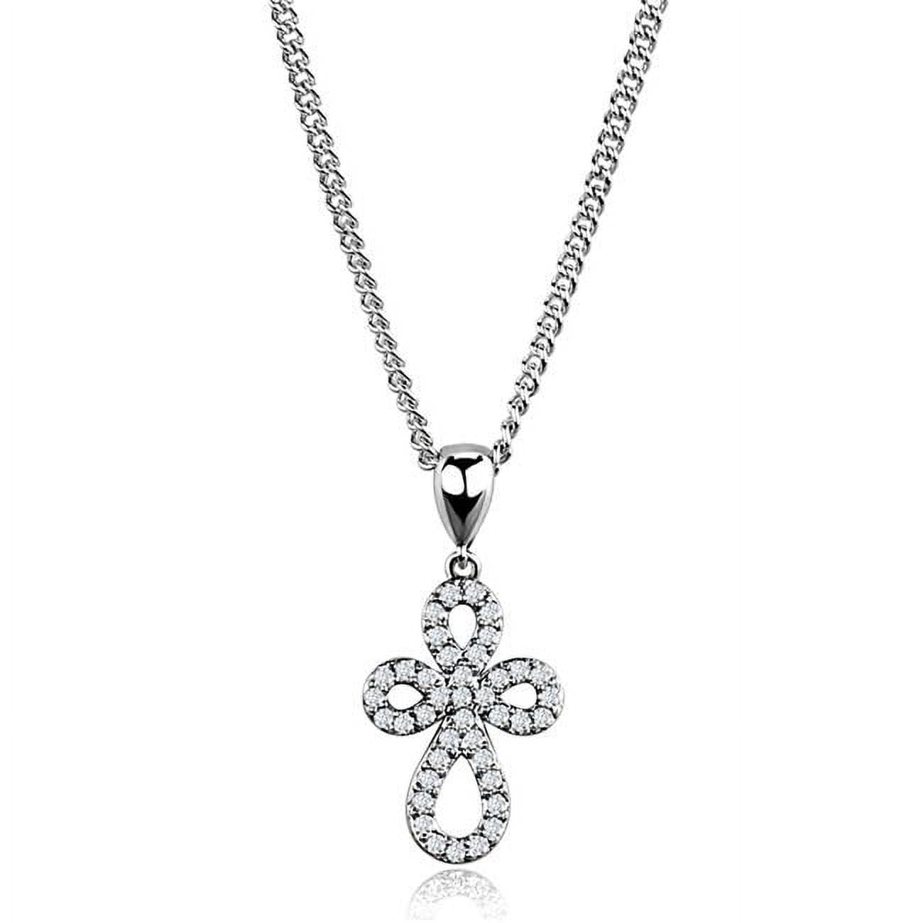 Picture of Alamode 3W845-18 Women Rhodium Brass Chain Pendant with AAA Grade CZ in Clear - 18 in.