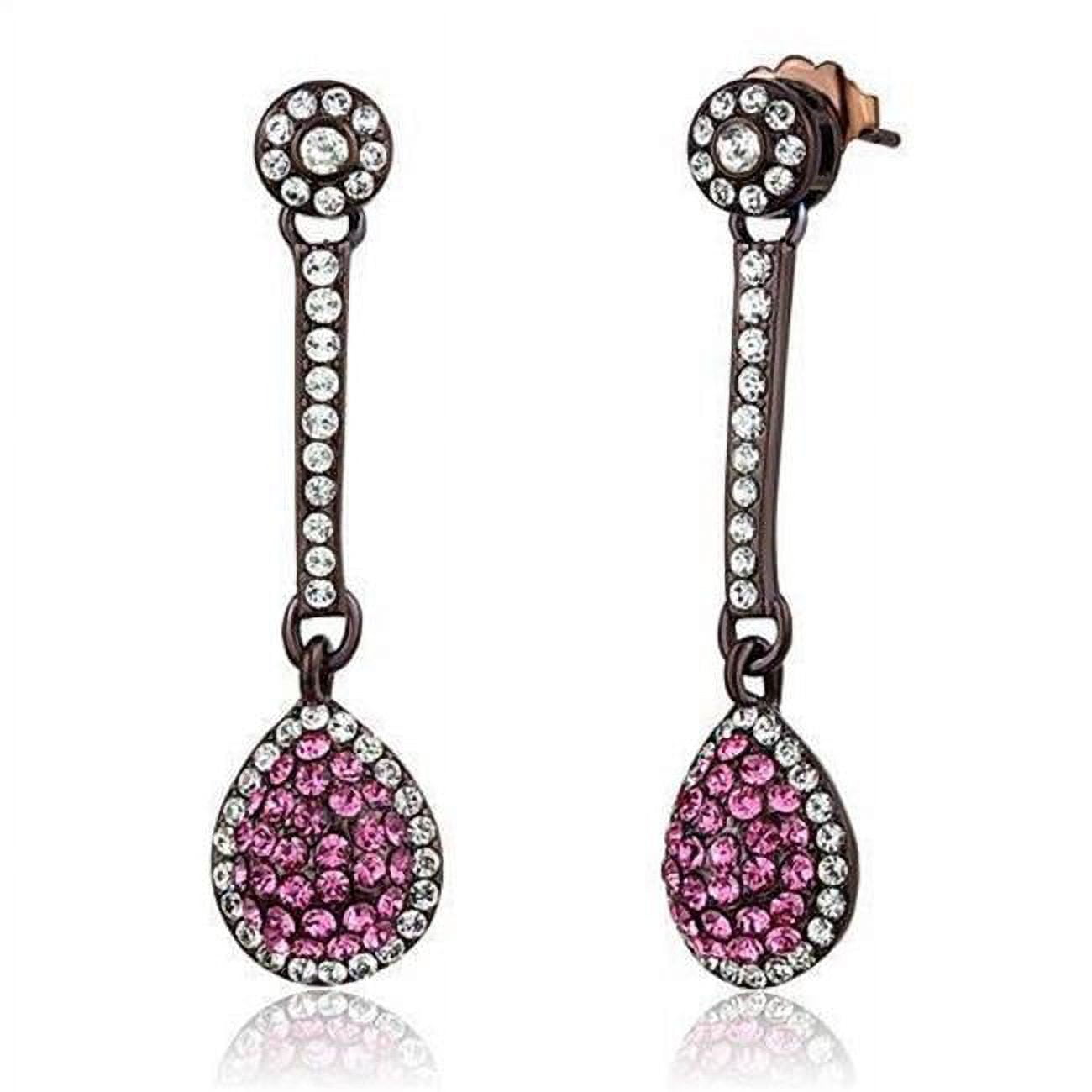 TK2724 Women IP Dark Brown Stainless Steel Earrings with Top Grade Crystal in Rose