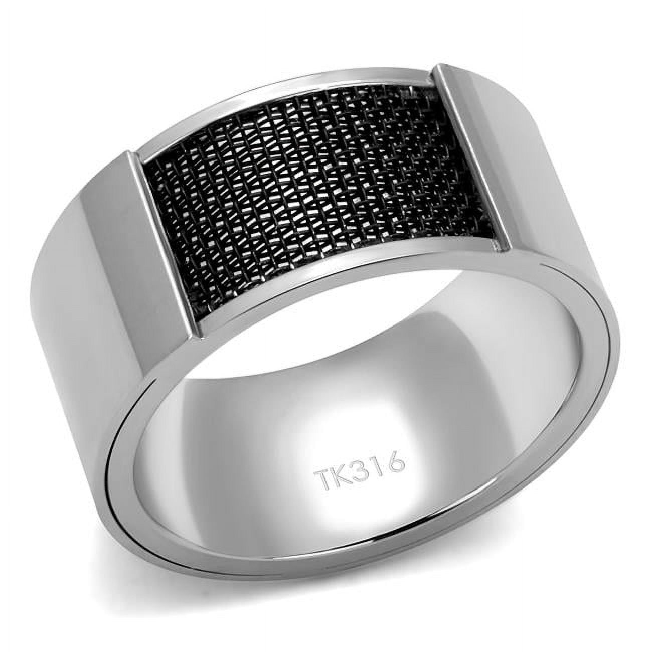 Men High Polished Stainless Steel Ring with Epoxy in Jet - Size 12