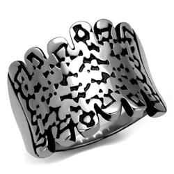Men High Polished Stainless Steel Ring with Epoxy in Jet - Size 8