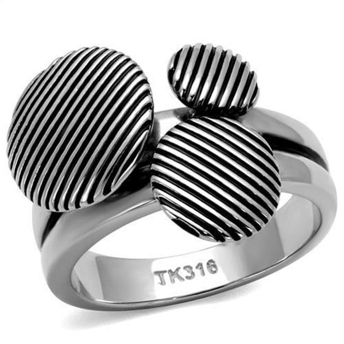 Women High Polished Stainless Steel Ring with Epoxy in Jet - Size 9